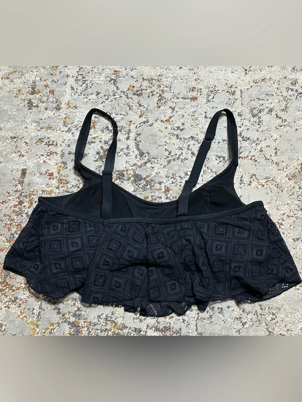 TORRID Crochet Lace Flounce Bikini Top Black size 1X